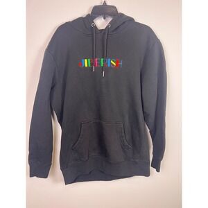 Jiberish Black Rainbow Embroidered Logo Pullover Hoodie Streetwear Sz XL